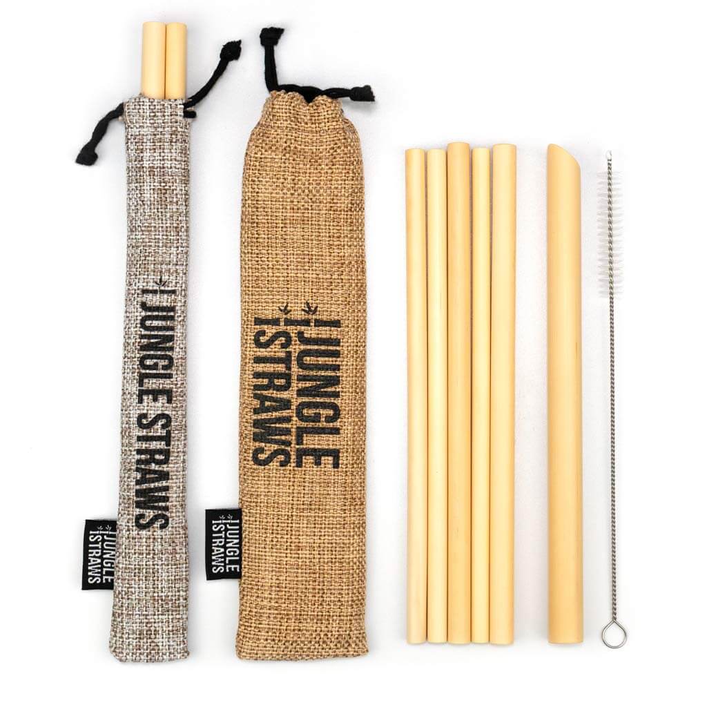Wiederverwendbare Bambus-Strohhalme – Set mit Jungle Pouch (6-tlg.)-1